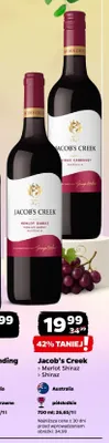 Wino czerwone półsłodkie Jacob's Creek Merlot Shiraz promocja w Netto
