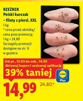 Rzeźnik Polski kurczak - filety z piersi, XXL promocja w Lidl