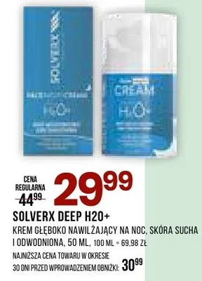 Krem Solverx Deep H2O+ krem nawilżający na noc, skóra sucha i odwodniona 50 ml promocja w Drogerie Natura