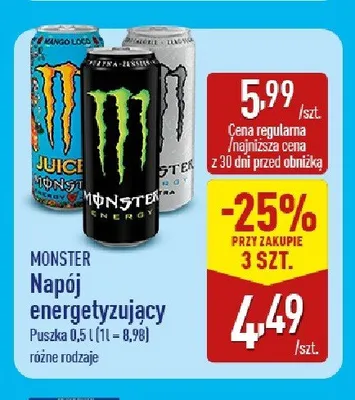 Napój energetyzujący Monster Energy Ultra promocja w Aldi