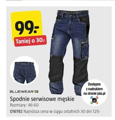 Spodnie serwisowe męskie Bluewear promocja w Jula