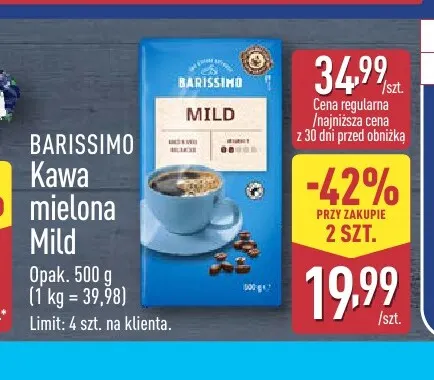 Kawa mielona Mild Barissimo promocja w Aldi
