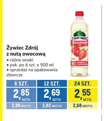 Woda smakowa Żywiec Zdrój z nutą owocową promocja w Makro