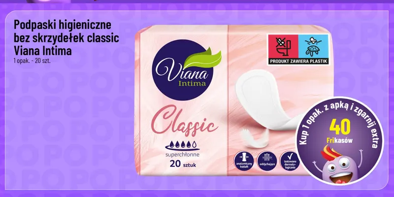 Podpaski higieniczne bez skrzydełek Classic Viana Intima promocja w POLOmarket