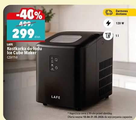 Kostkarka do lodu Ice Cube Maker Lafe czarna 120W 1l promocja w Biedronka
