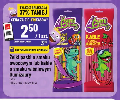 Żelki kable o smaku wiśniowym Gumizaury promocja w POLOmarket