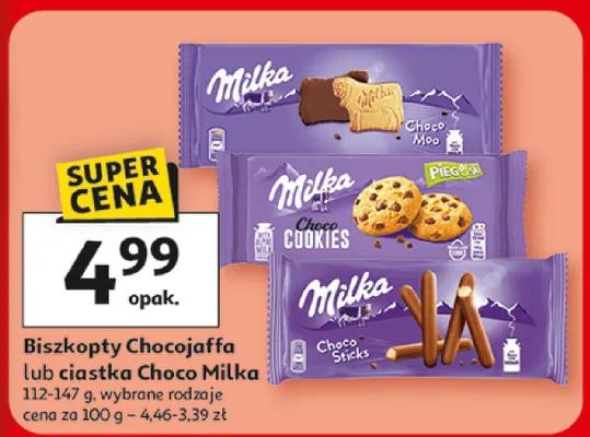 Biszkopty Chocojaffa lub ciastka Choco Milka, wybrane rodzaje promocja w Auchan