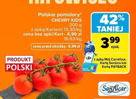Pomidory cherry Kids promocja w Carrefour Market