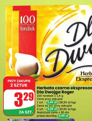 Herbata czarna ekspresowa Dla Dwojga Roger promocja w Dino