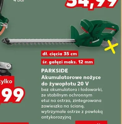 Akumulatorowe nożyce do żywopłotu 20V Parkside promocja w Kaufland