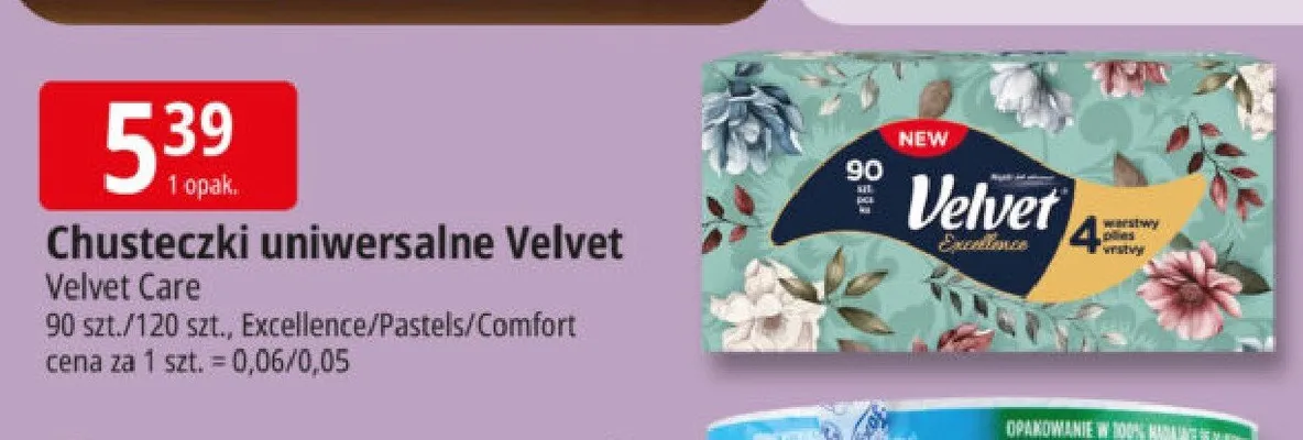 Chusteczki uniwersalne Velvet promocja w Leclerc