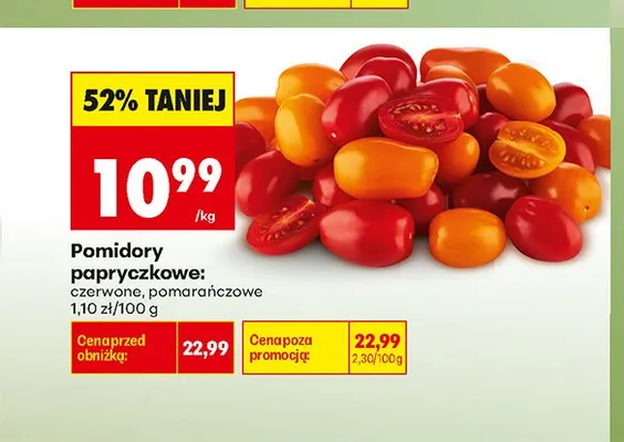 Pomidory papryczkowe czerwone promocja w Biedronka