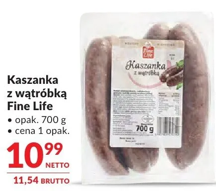 Kaszanka z wątróbką Fine Life promocja w Makro
