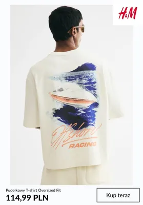 T-shirt pudełkowy Oversized Fit H&M promocja w H&M