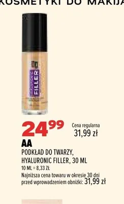 Podkład do twarzy AA Hyaluronic Filler promocja w Drogerie Natura