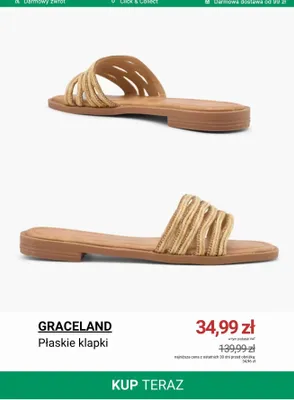 Płaskie klapki GRACELAND promocja w Deichmann