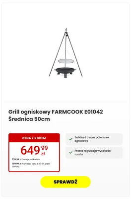 Grill ogniskowy Farmcook Średnica 50 cm promocja w Media Expert