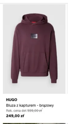 Bluza z kapturem HUGO brązowa promocja w Lounge by Zalando