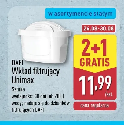 Wkład filtrujący Dafi Unimax promocja w Aldi
