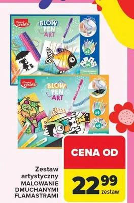 Zestaw artystyczny MALOWANIE DMUCHANYMI FLAMASTRAMI promocja w Carrefour