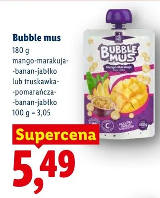 Bubble mus truskawka-pomarańcza-banan-jabłko promocja w Lidl
