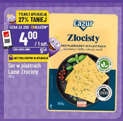Ser pleśniowy w plastrach Lazur Złocisty promocja w POLOmarket