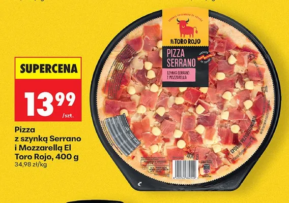 Pizza z szynką Serrano i Mozzarellą El Toro Rojo promocja w Biedronka