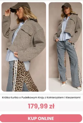 Krótka kurtka o pudełkowym kroju z kołnierzykiem i kieszeniami Renee promocja w Renee