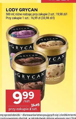 Lody Grycan bakaliowe promocja w Stokrotka