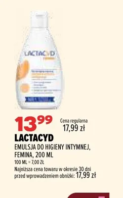 Emulsja do higieny intymnej Femina Lactacyd promocja w Drogerie Natura