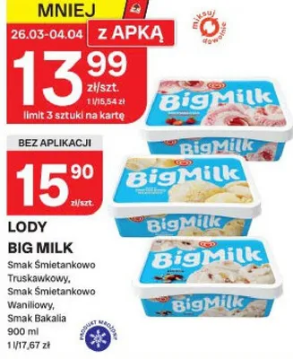 Lody Big Milk promocja w Chorten