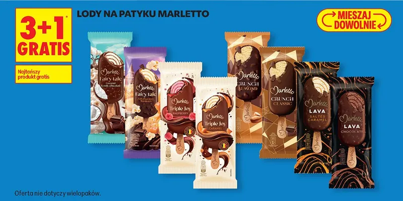 Lody na patyku różne smaki promocja w Biedronka
