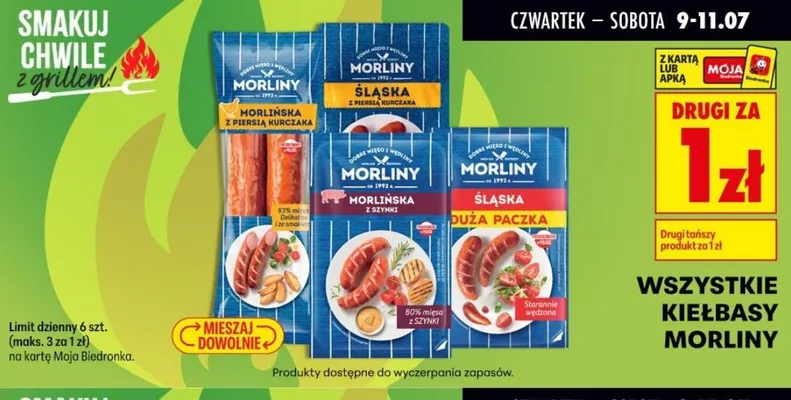 Kiełbasa Morlińska z piersią kurczaka Morliny promocja w Biedronka