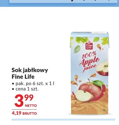 Sok jabłkowy Fine Life promocja w Makro