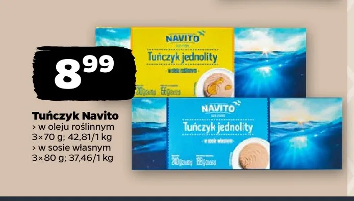 Tuńczyk w sosie własnym Navito 3-pak promocja w Netto