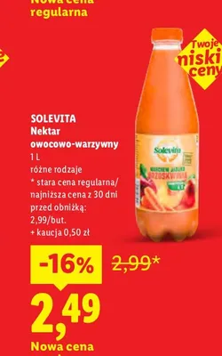 Nektar owocowo-warzywny Solevita promocja w Lidl