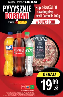 Zestaw napój gazowany Coca-Cola 1 l + pizza Donatello 600 g promocja w Biedronka