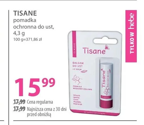 Pomadka ochronna do ust Tisane promocja w Hebe