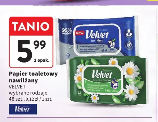 Papier toaletowy nawilżany Velvet promocja w Intermarche