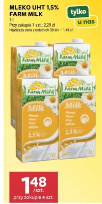 Mleko UHT 1,5% Farm Milk promocja w Stokrotka