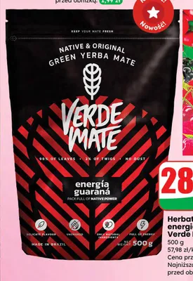 Herbata Yerba Mate energia guarana, 500 g promocja w Dino