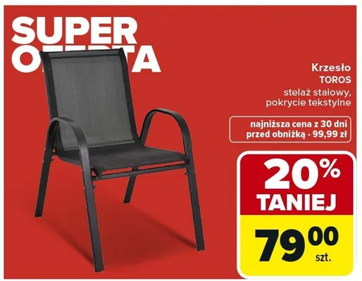 Krzesło stelaż stalowy, pokrycie tekstylne promocja w Carrefour