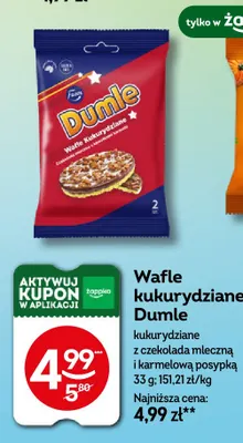Wafle kukurydziane z czekoladą mleczną i karmelową posypką Dumle promocja w Żabka