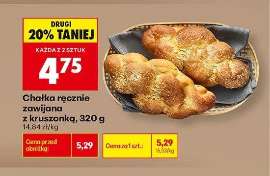 Chałka ręcznie zawijana z kruszonką promocja w Biedronka