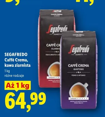 Kawa ziarnista Caffè Crema SEGAFREDO promocja w Lidl
