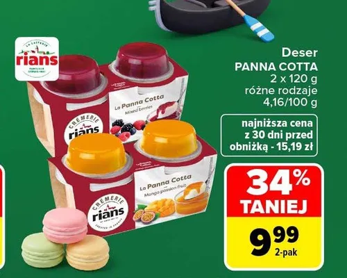Deser Panna Cotta owoce leśne Rians promocja w Carrefour Market