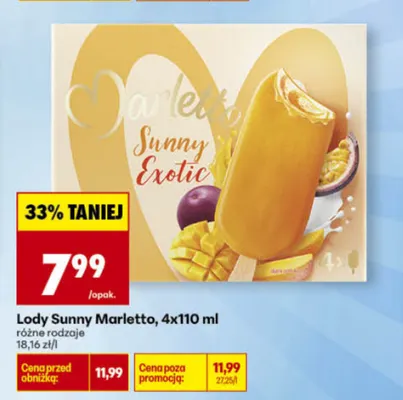 Lody Sunny Marletto 4-pak promocja w Biedronka