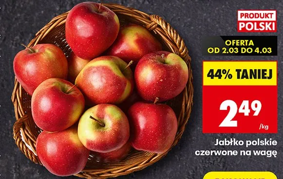 Jabłka polskie czerwone na wagę promocja w Biedronka