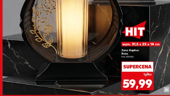 Znicz Kaplica Róża bez wkładu 31,5x25x14 cm promocja w Kaufland