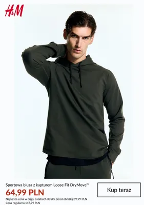 Sportowa bluza z kapturem H&M Loose Fit DryMove™ promocja w H&M